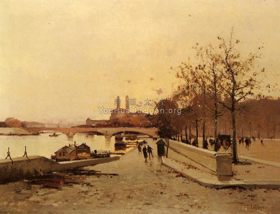 Pont Sue La Seine Avec Une Vue Sur L ancien Trocadero - 尤金·加林·拉卢